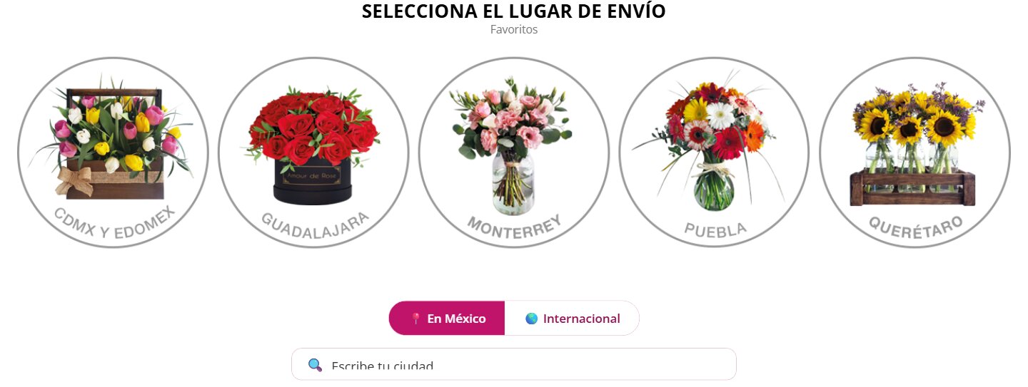 Selecciona el lugar de envio en flores.guru